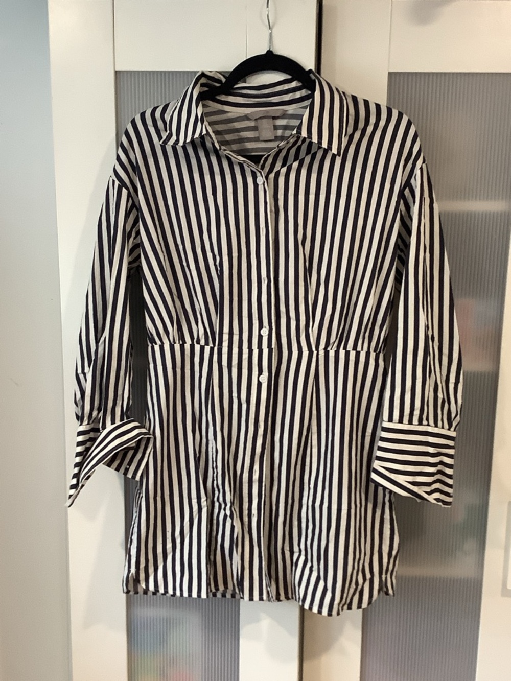 H&M Navy and White Striped Collared dress